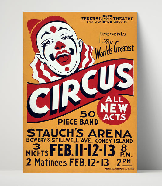 Federal Theatre WPA - Coney Island - Vintage Circus - 16x20 Unframed Print