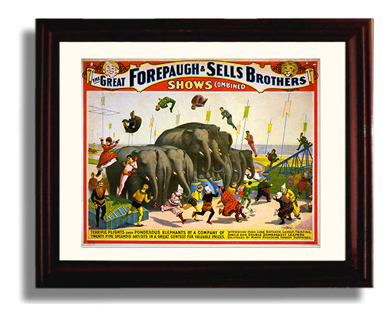Forepaugh and Sells Bros Combined Show Vintage Circus Print 8x10 Beveled Frame circus wall art print