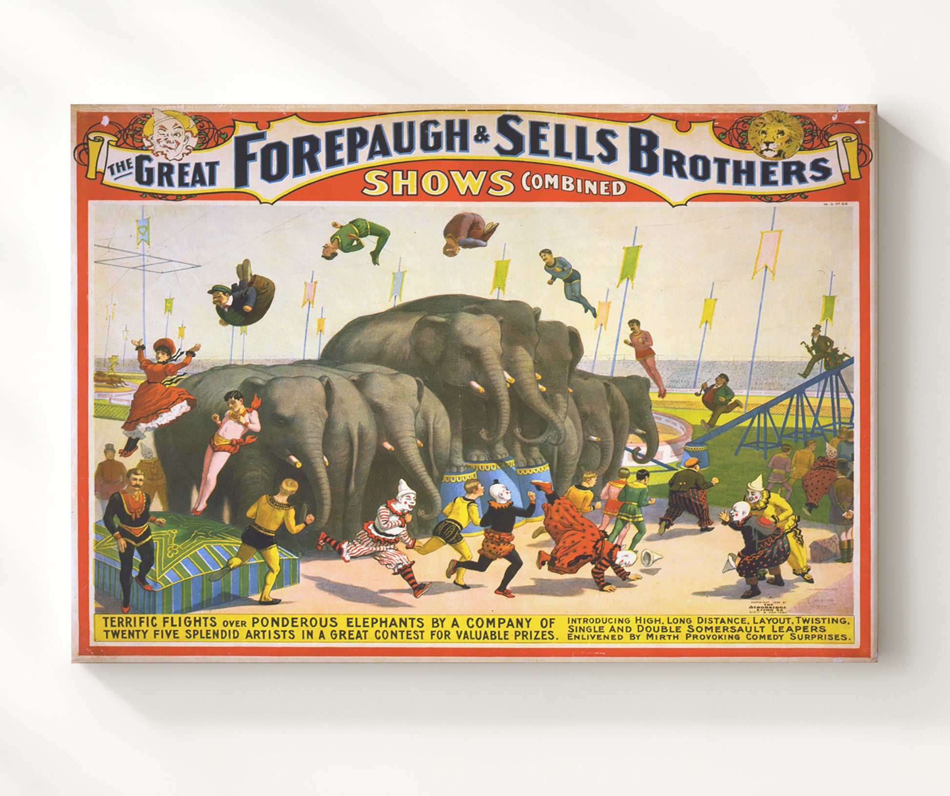 Forepaugh and Sells Bros Combined Show Vintage Circus Print 20x24 Canvas circus wall art print