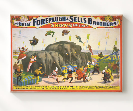Forepaugh & Sells Bros. Combined Show - Canvas vintage circus poster wall art