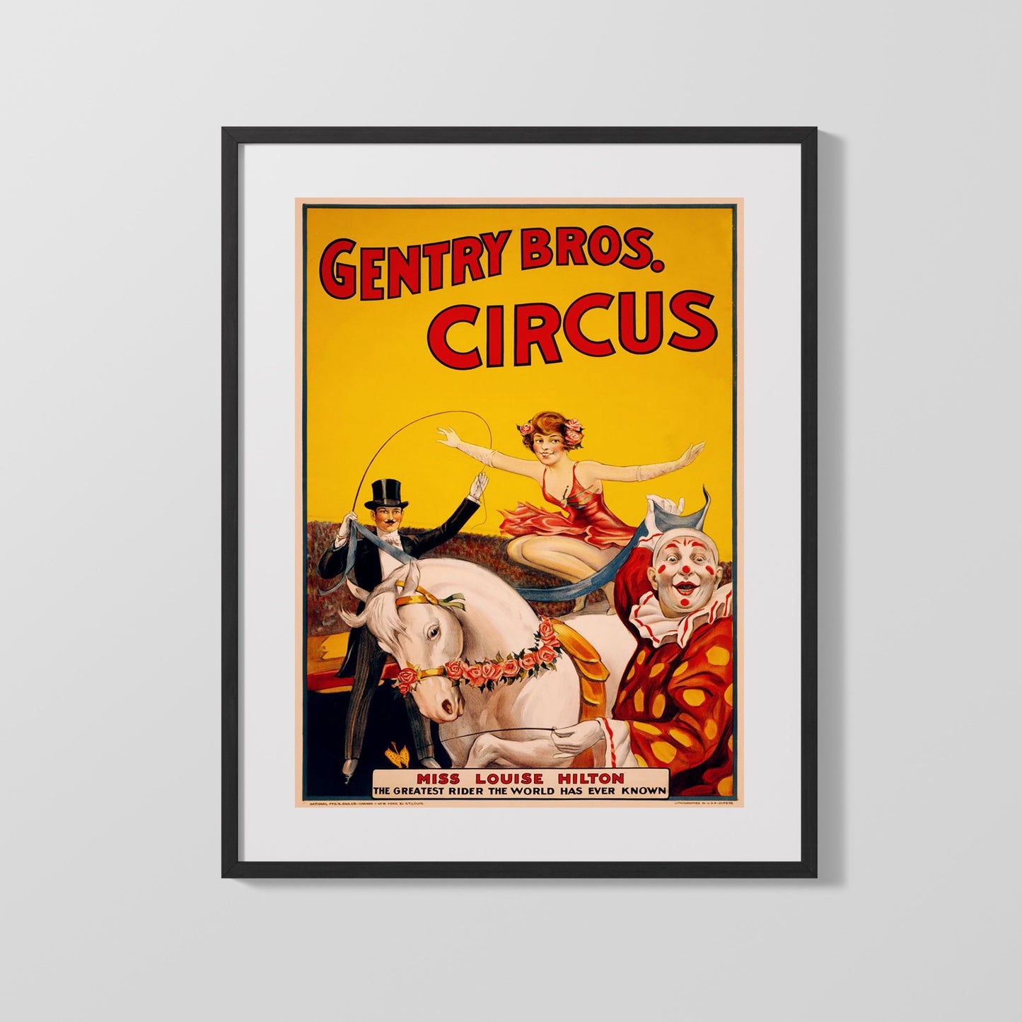 Circus Poster Unframed - Gentry Bros - Horse and Rider