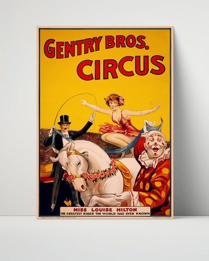 Circus Poster Unframed - Gentry Bros - Horse and Rider