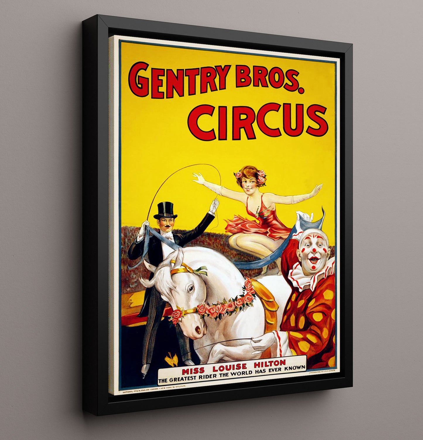 Gentry Bros Horse and Rider Vintage Circus Print 16x20 Framed Canvas circus wall art print