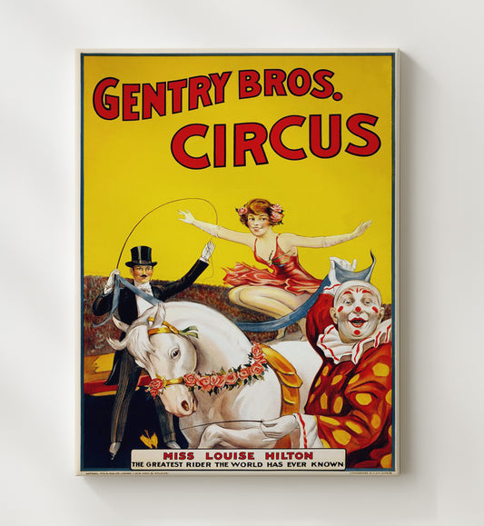 Gentry Bros. - Horse and Rider - Canvas vintage circus poster wall art