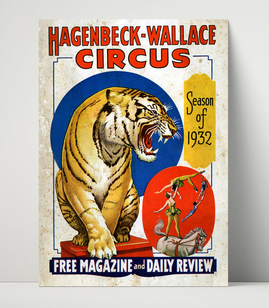 Hagenbeck-Wallace - Tiger - 1932 - Vintage Circus - 16x20 Unframed Print