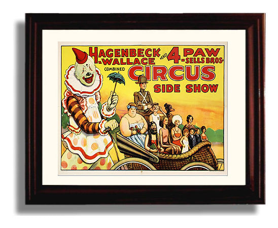 Hagenbeck Wallace and 4 Paw Side Show Vintage Circus Print 8x10 Beveled Frame circus wall art print