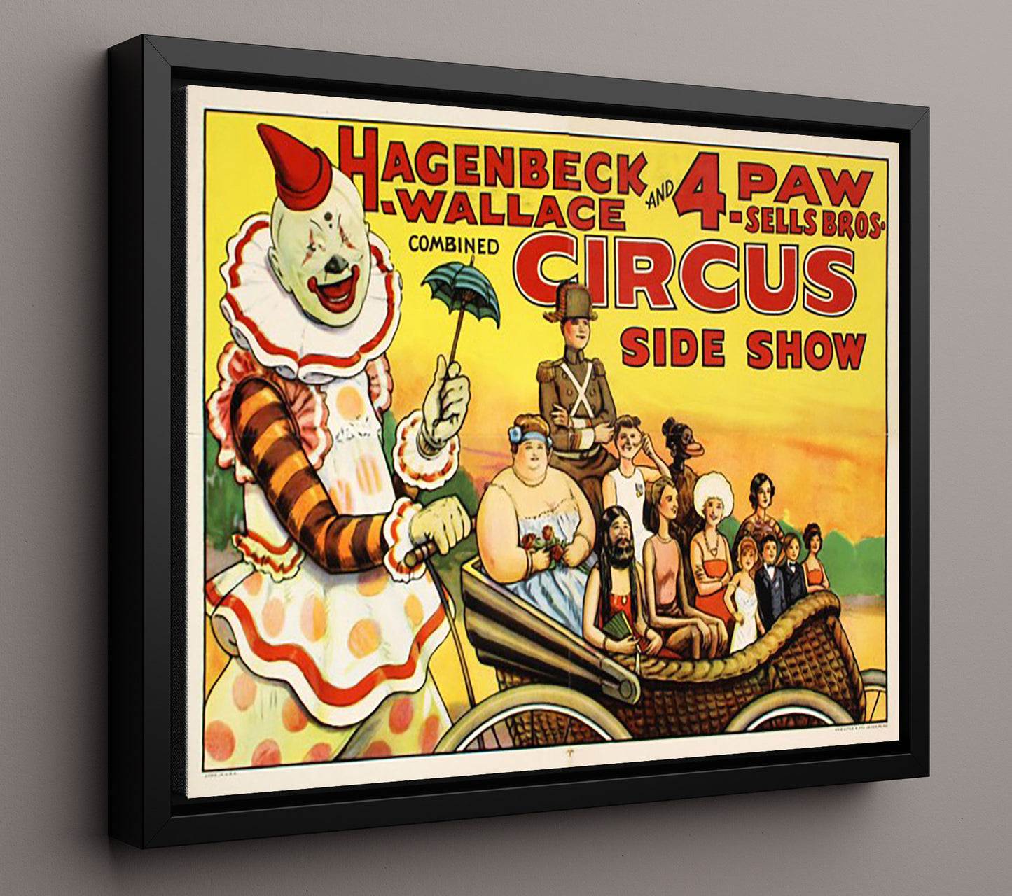 Hagenbeck Wallace and 4 Paw Side Show Vintage Circus Print 16x20 Framed Canvas circus wall art print