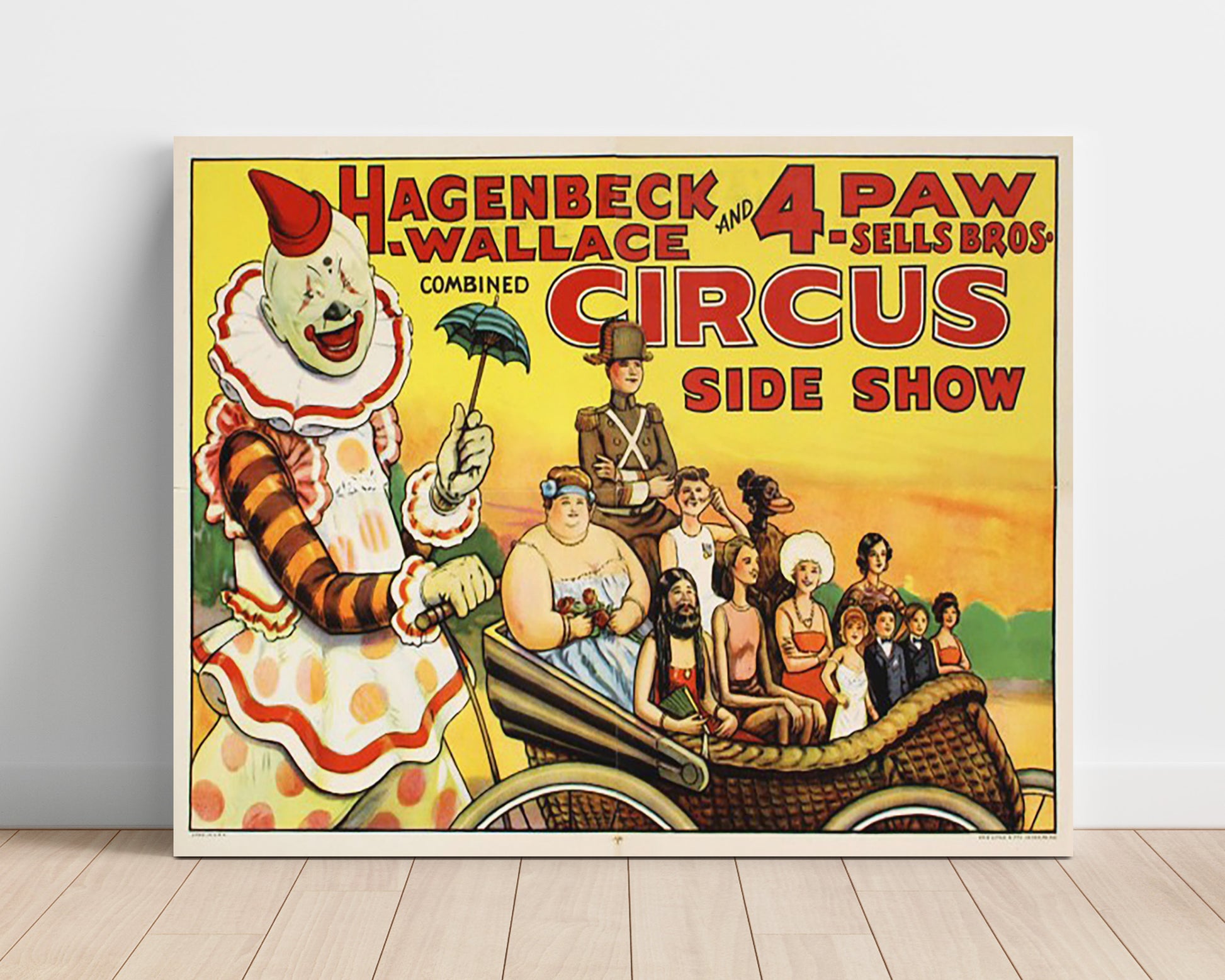 Hagenbeck Wallace and 4 Paw Side Show Vintage Circus Print 16x20 Unframed Print circus wall art print