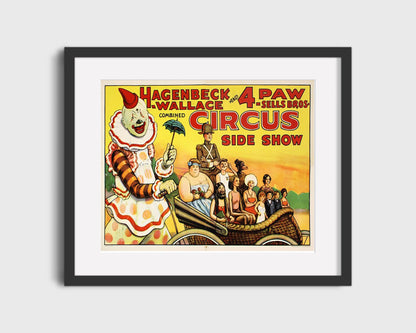 Circus Poster Unframed - Hagenbeck-Wallace and 4 Paw - Side Show