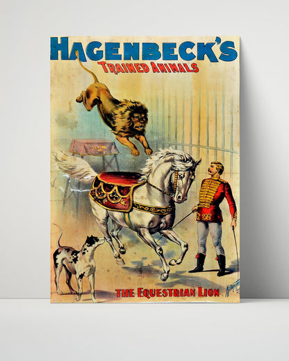 Circus Poster Unframed - Hagenbeck - Equestrian Lion