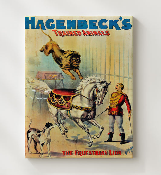 Hagenbeck - Equestrian Lion Act - Canvas vintage circus poster wall art