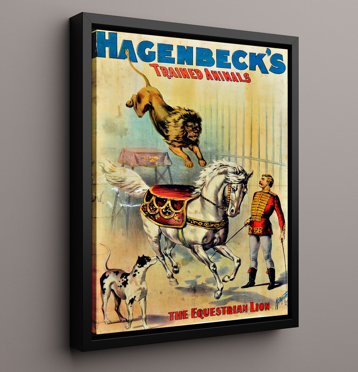 Hagenbeck Equestrian Lion Vintage Circus Print 16x20 Framed Canvas circus wall art print