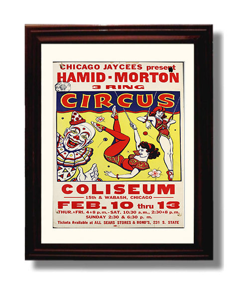 Hamid Morton Chicago Coliseum Vintage Circus Print 8x10 Beveled Frame circus wall art print