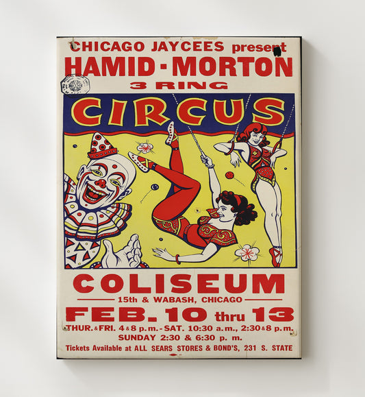 Hamid-Morton Circus - Chicago Coliseum - Canvas vintage circus poster wall art