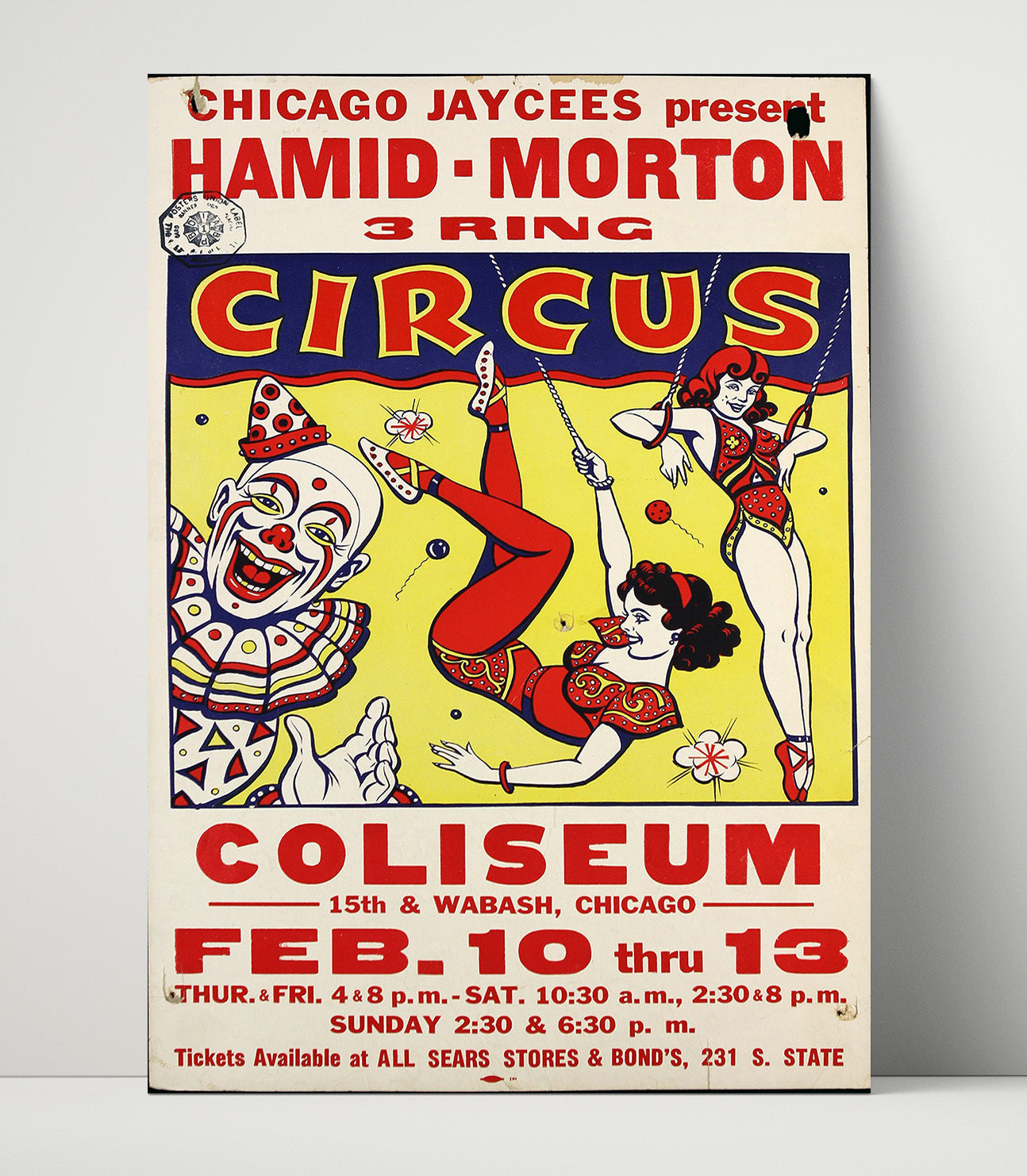Hamid Morton Chicago Coliseum Vintage Circus Print 16x20 Unframed Print circus wall art print