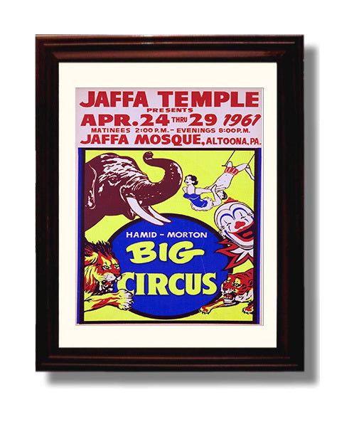 Hamid Morton Jaffa Temple 1961 Vintage Circus Print 8x10 Beveled Frame circus wall art print