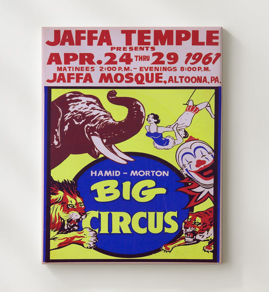 Hamid-Morton Circus - Jaffa Temple - 1961 - Canvas vintage circus poster wall art