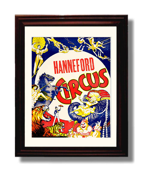 Hanneford Acrobats and Animals Vintage Circus Print 8x10 Beveled Frame circus wall art print