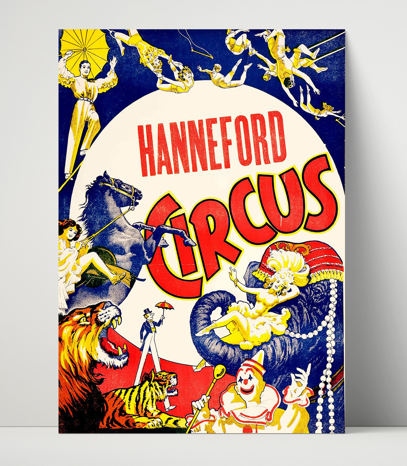 Hanneford Acrobats and Animals Vintage Circus Print 16x20 Unframed Print circus wall art print