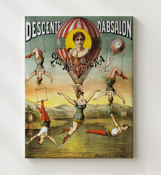 Miss Stena - Balloon Acrobatics - Canvas vintage circus poster wall art