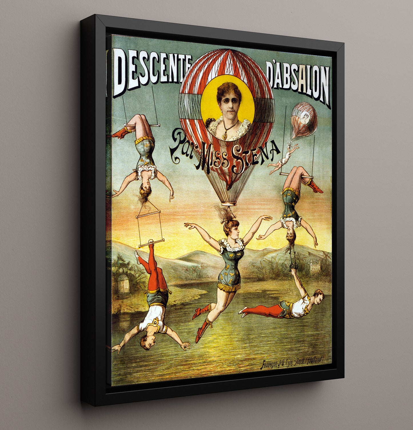 Miss Stena Balloon Acrobatics Vintage Circus Print 16x20 Framed Canvas circus wall art print
