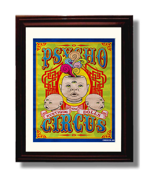 Psycho Circus Mystique Dolls Vintage Circus Print 8x10 Beveled Frame circus wall art print