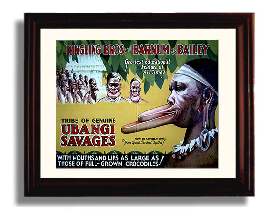 Ringling Bros and Barnum and Bailey Ubangi Tribe Vintage Circus Print 8x10 Beveled Frame circus wall art print