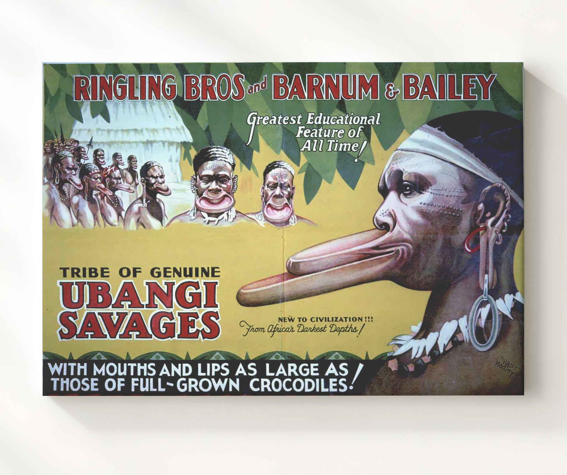 Ringling Bros and Barnum and Bailey Ubangi Tribe Vintage Circus Print 20x24 Canvas circus wall art print