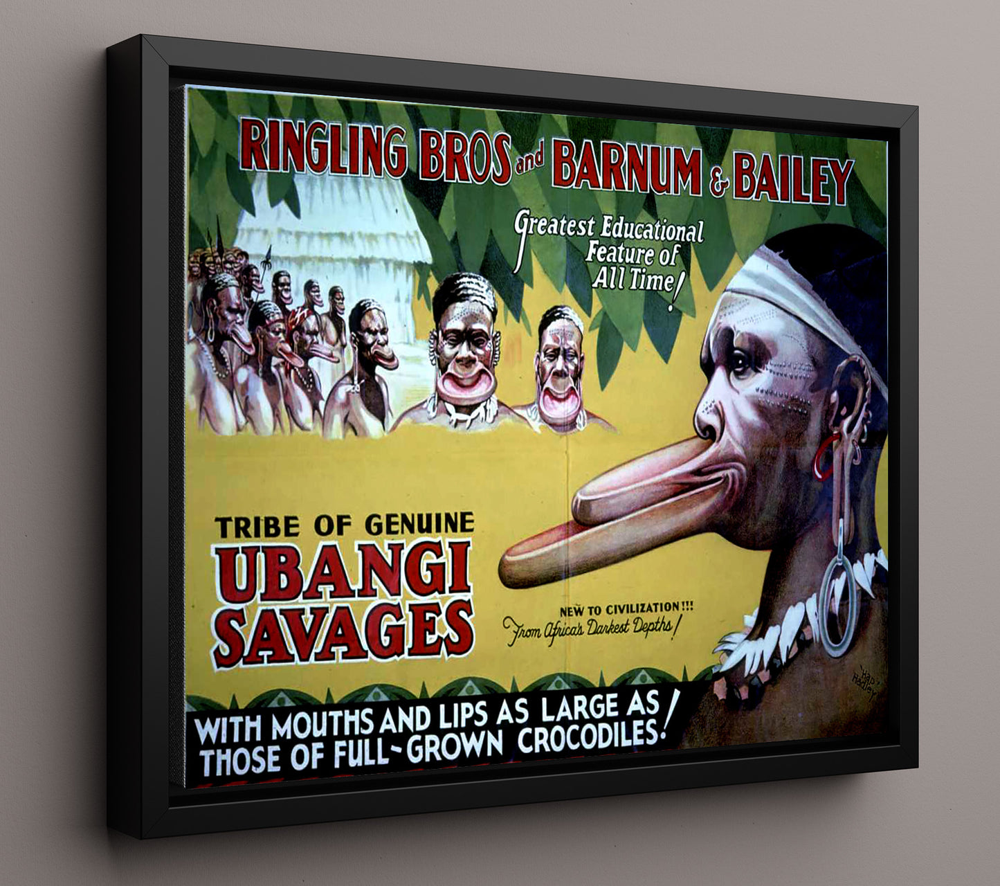 Ringling Bros and Barnum and Bailey Ubangi Tribe Vintage Circus Print 16x20 Framed Canvas circus wall art print