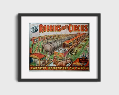 Circus Poster - Robbins Bros - Largest Menagerie