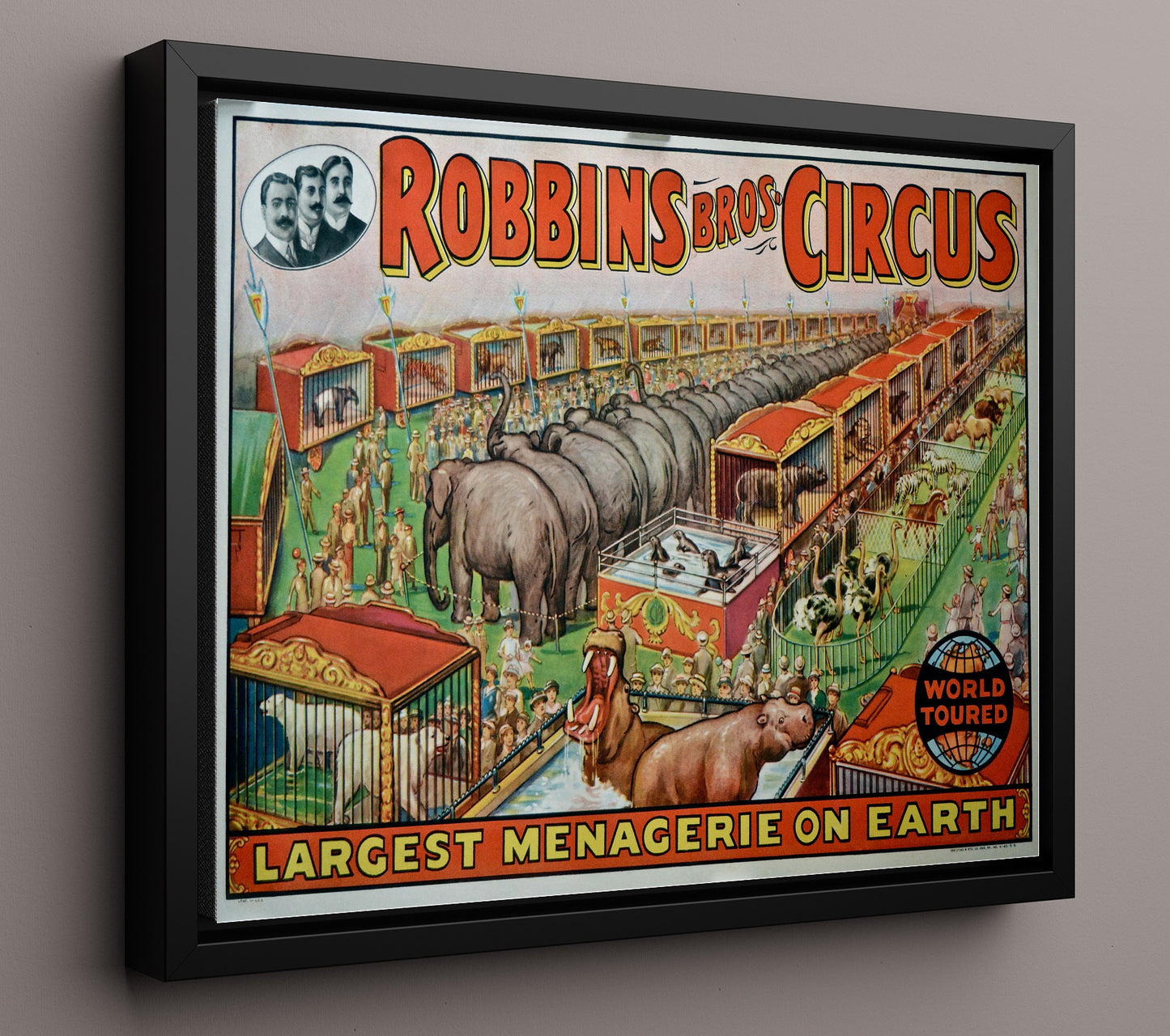 Robbins Bros Largest Menagerie Vintage Circus Print 16x20 Framed Canvas circus wall art print