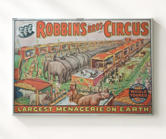 Robbins Bros Largest Menagerie - Canvas vintage circus poster wall art