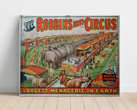 Circus Poster Unframed - Robbins Bros - Largest Menagerie