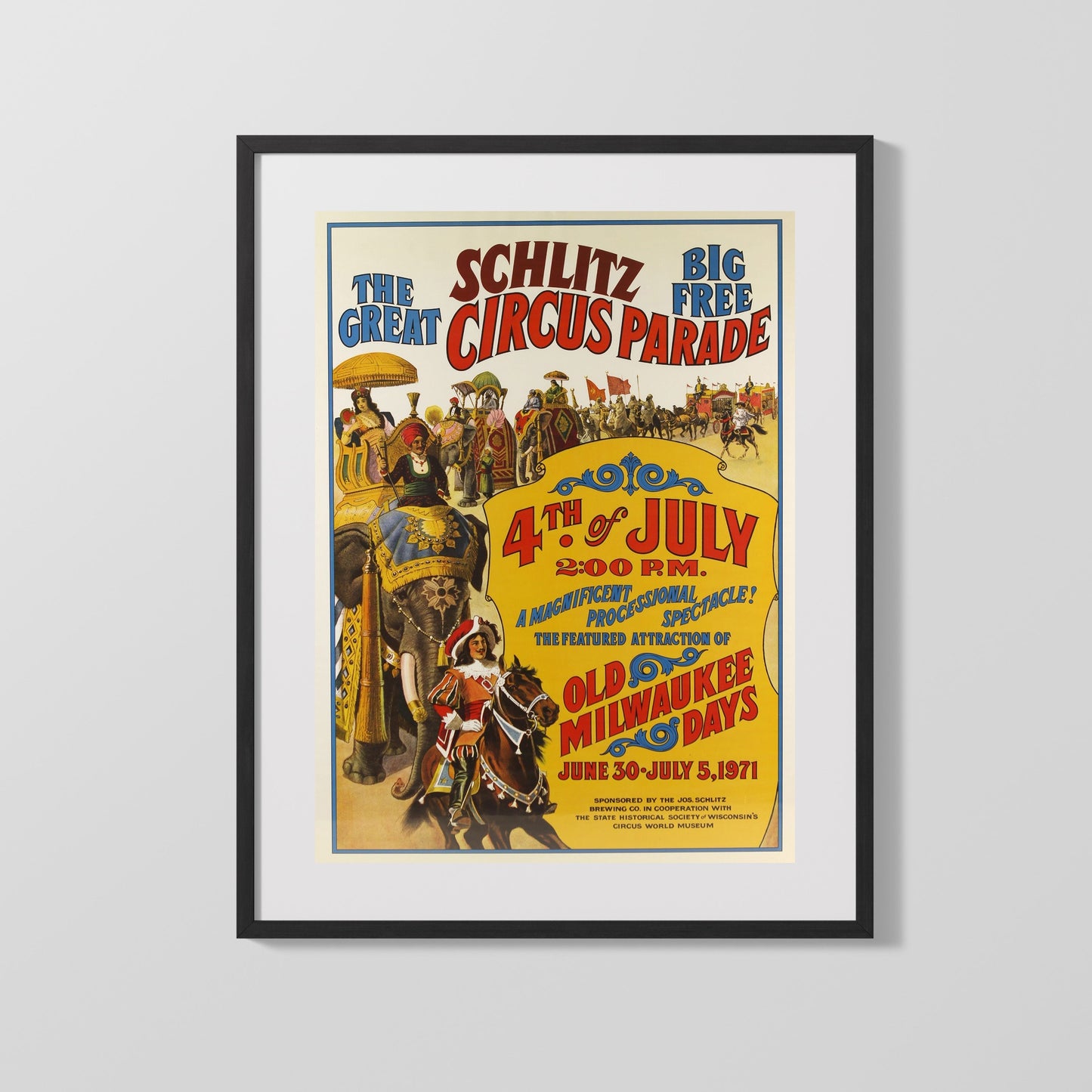 Circus Poster Unframed - Schlitz - Circus Parade 4th of July