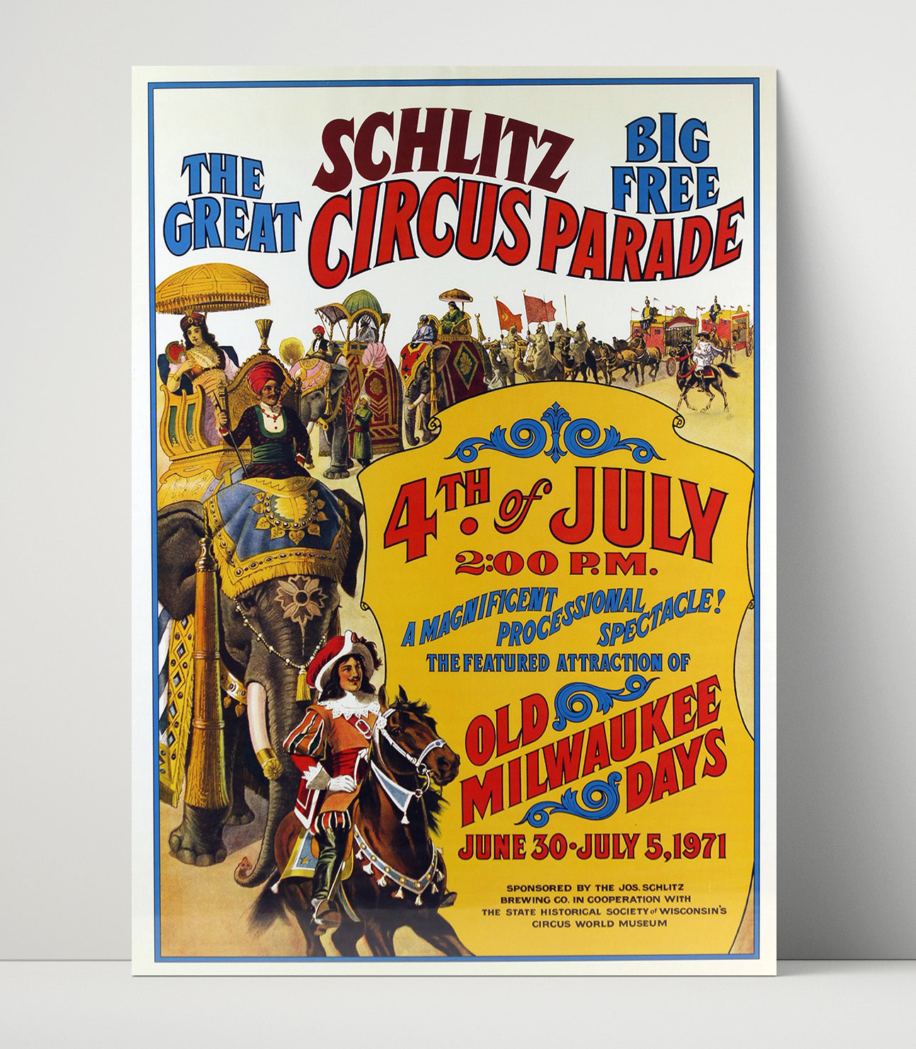 Schlitz Circus Parade 4th of July Vintage Circus Print 16x20 Unframed Print circus wall art print