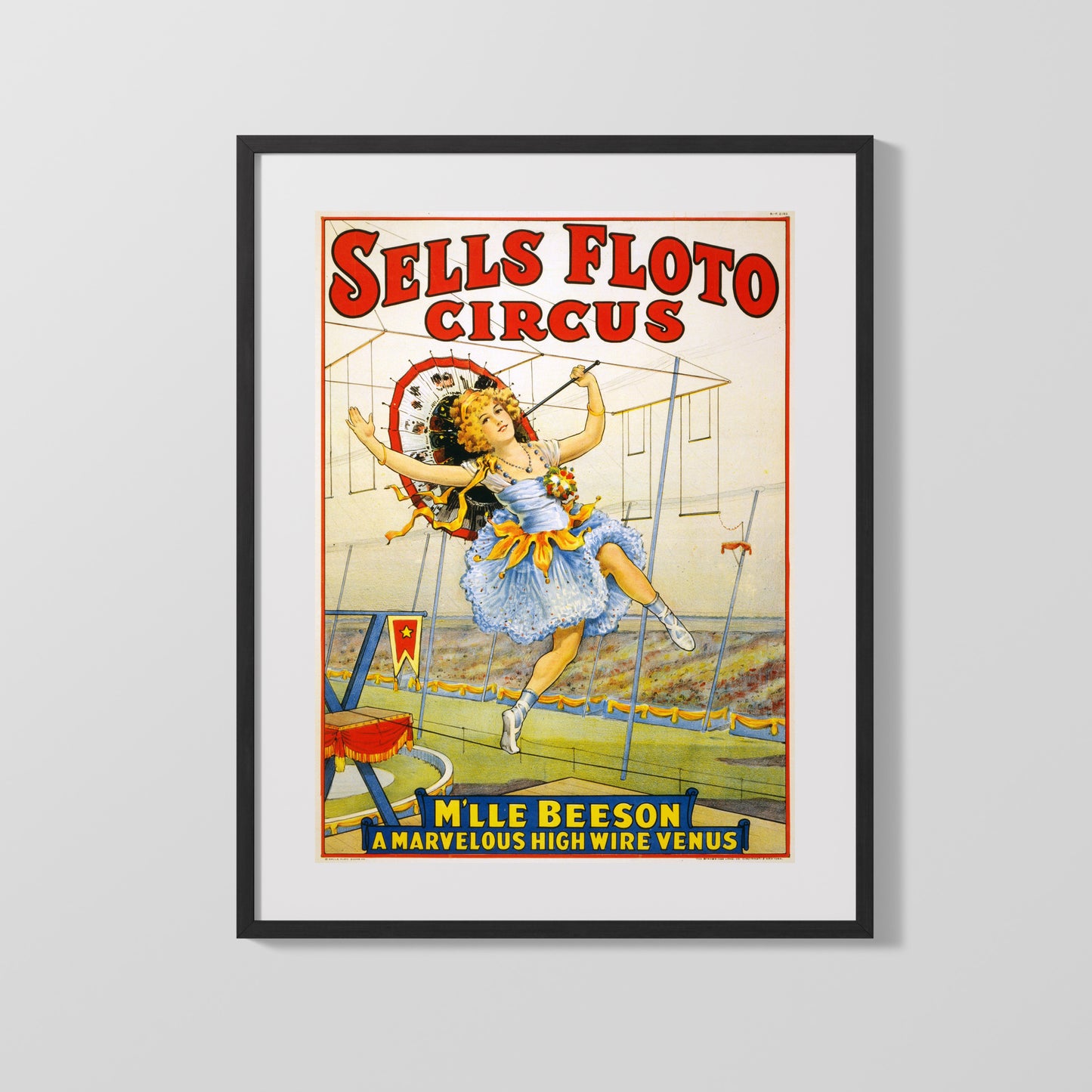 Circus Poster - Sells Floto - Mlle Beeson High Wire 1921