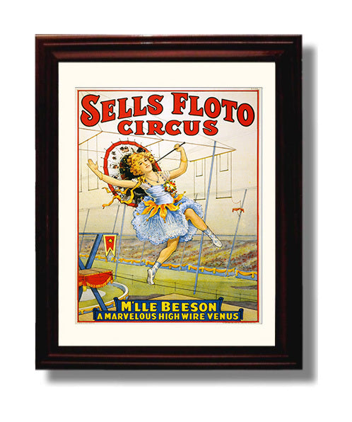 Circus Poster - Sells Floto - Mlle Beeson High Wire 1921