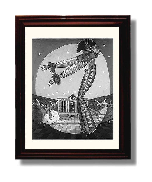 Sweethearts Roses and Moonlight Performance Vintage Circus Print 8x10 Beveled Frame circus wall art print