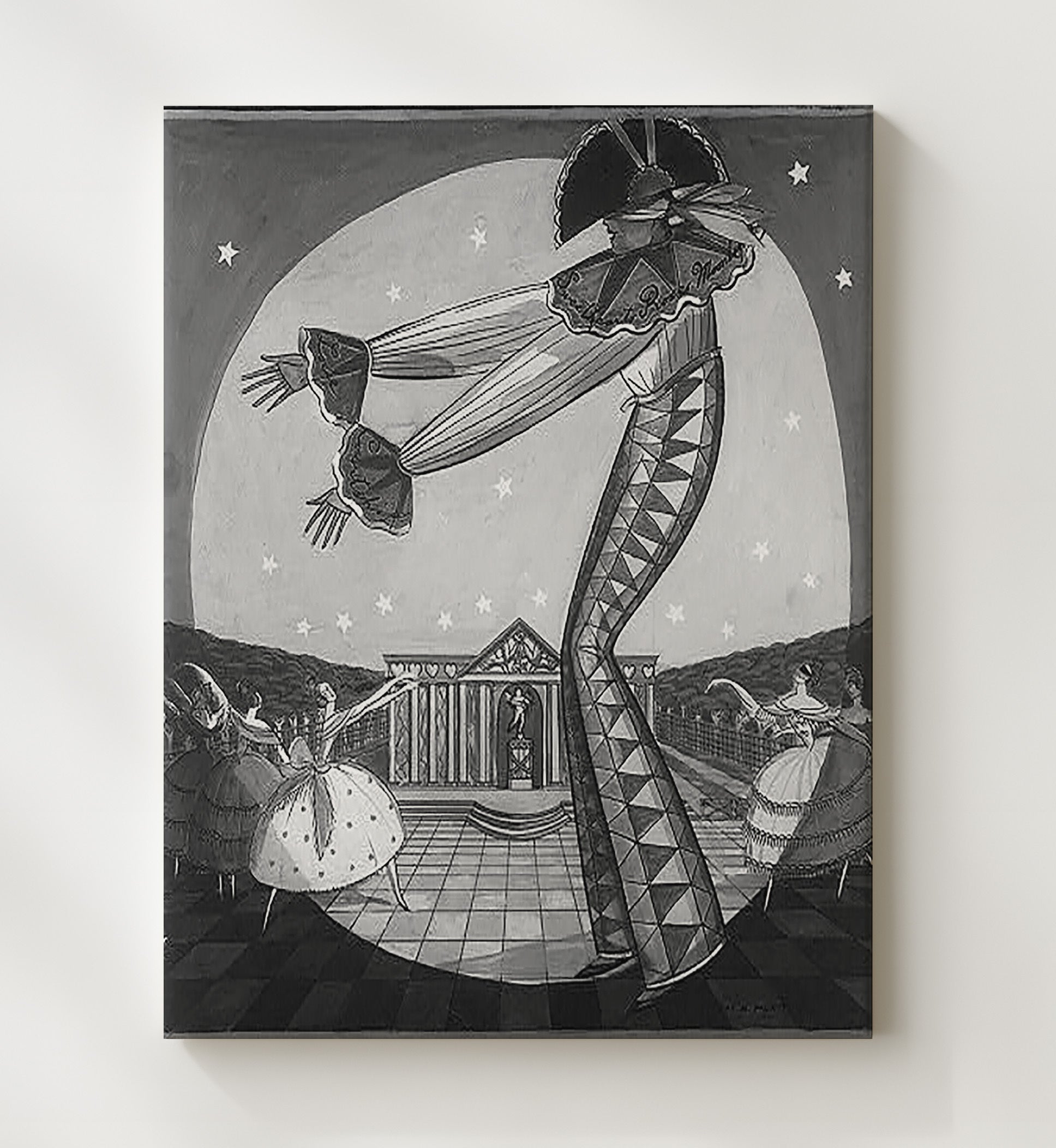 Sweethearts Roses and Moonlight Performance Vintage Circus Print 20x24 Canvas circus wall art print