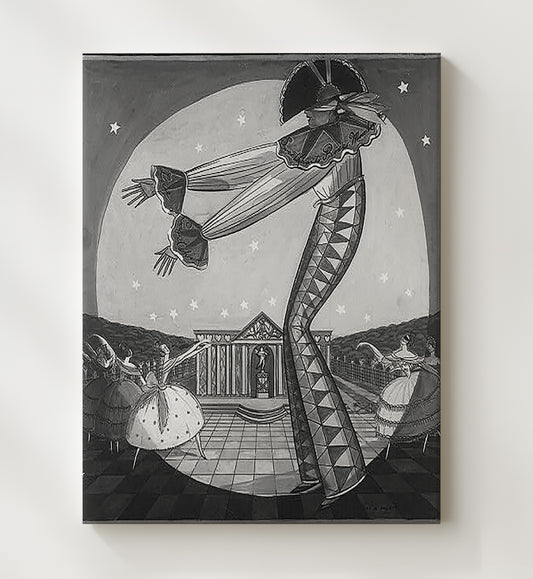 Sweethearts Roses and Moonlight Performance - Canvas vintage circus poster wall art