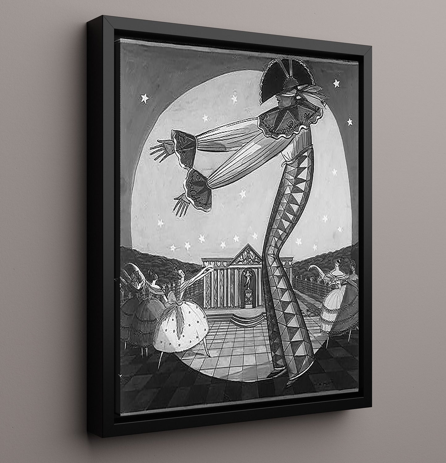 Sweethearts Roses and Moonlight Performance Vintage Circus Print 16x20 Framed Canvas circus wall art print