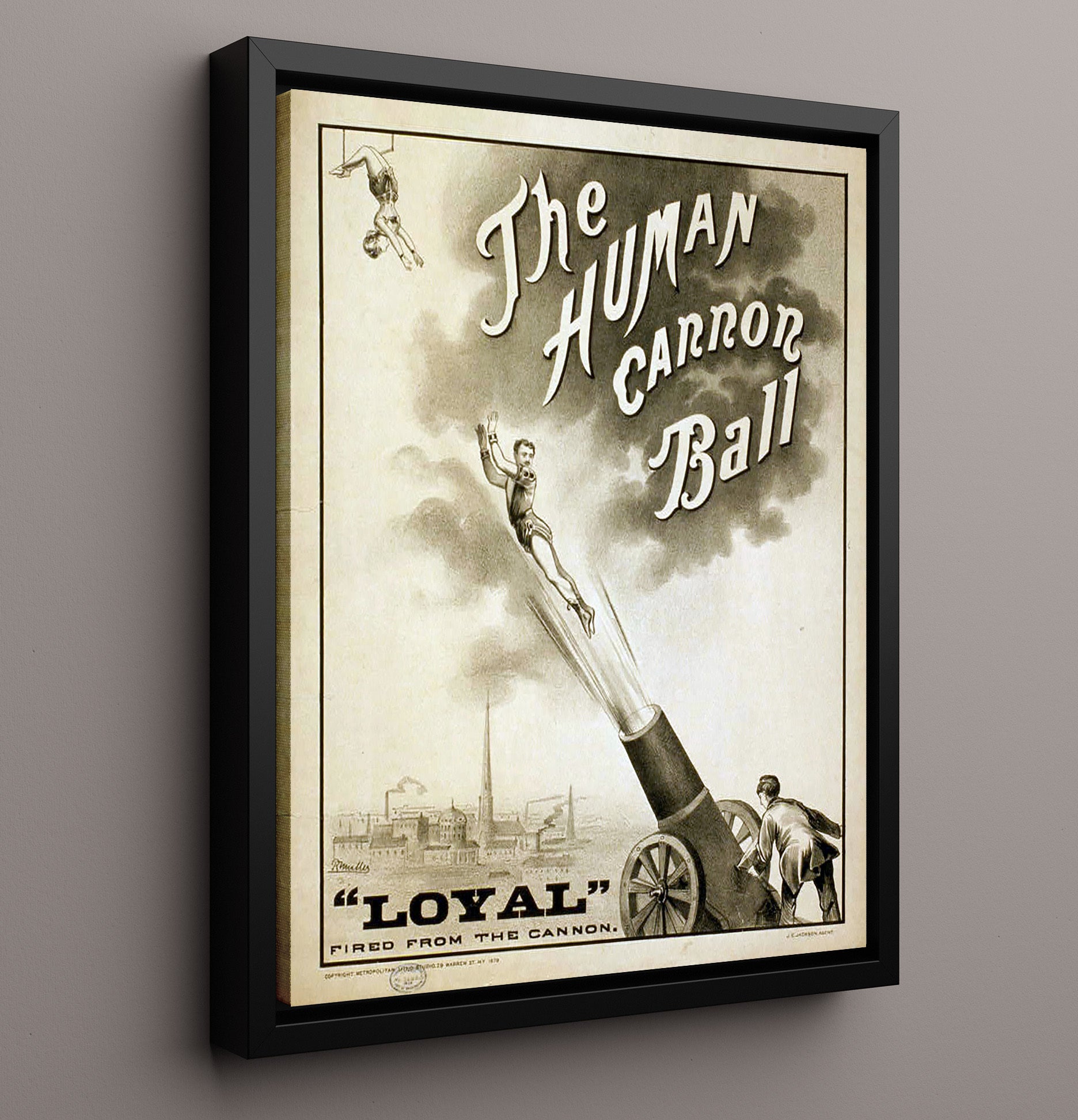 The Human Cannonball Loyal Vintage Circus Print 16x20 Framed Canvas circus wall art print