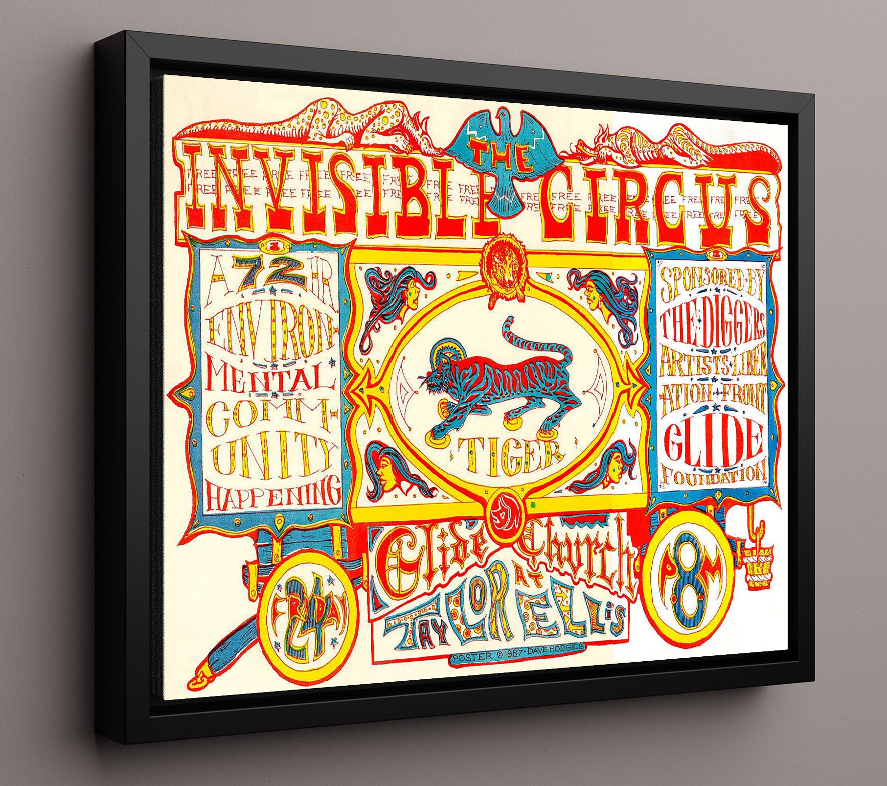 The Invisible Circus 1967 Vintage Circus Print 16x20 Framed Canvas circus wall art print