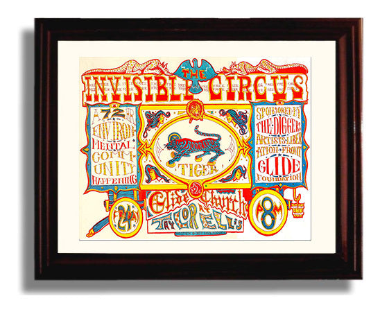 The Invisible Circus 1967 Vintage Circus Print 8x10 Beveled Frame circus wall art print