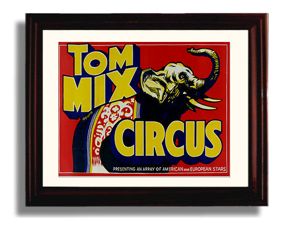 Tom Mix Elephant Show Vintage Circus Print 8x10 Beveled Frame circus wall art print