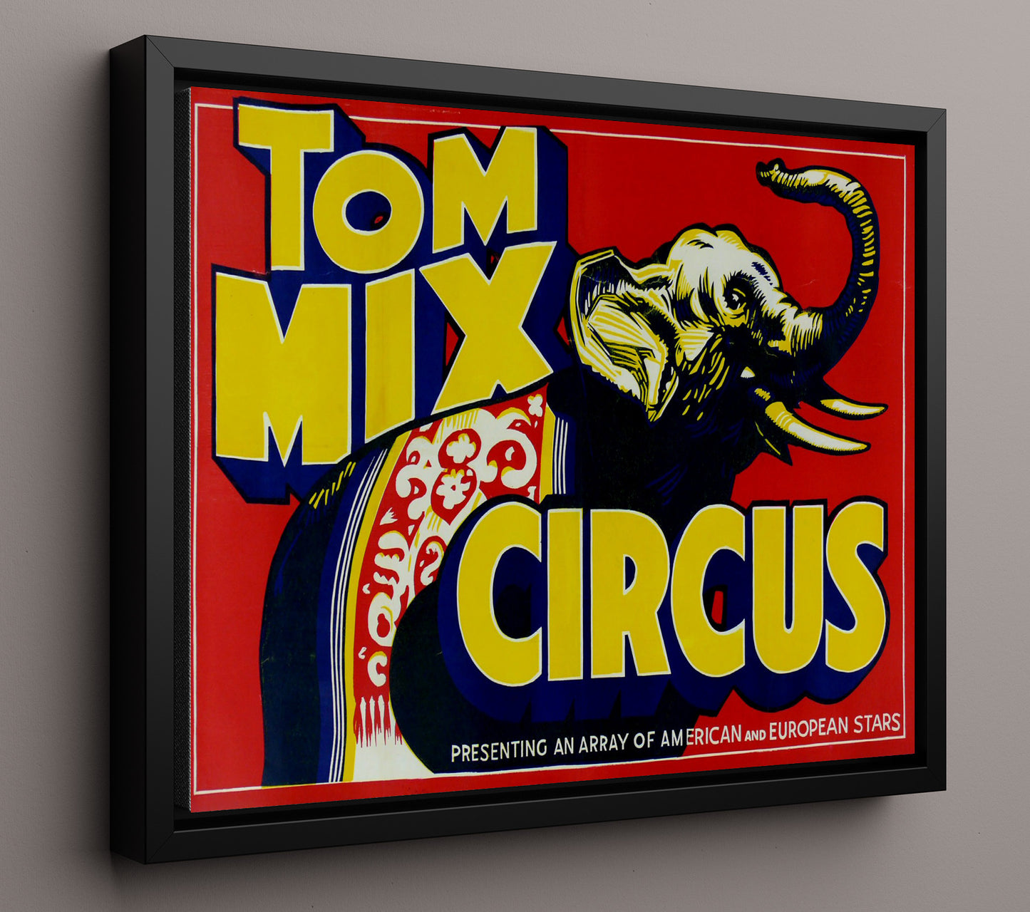 Tom Mix Elephant Show Vintage Circus Print 16x20 Framed Canvas circus wall art print