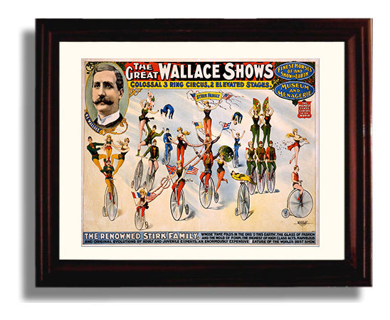 Wallace Shows Stirk Family Acts Vintage Circus Print 8x10 Beveled Frame circus wall art print