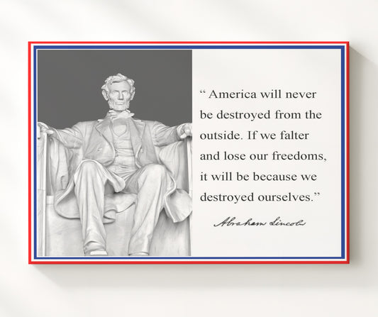 Abraham Lincoln Destroyed from within Quote Print 8x10 Beveled Frame quote wall art print