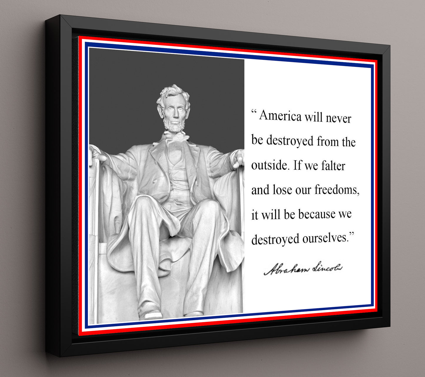 Abraham Lincoln Destroyed from within Quote Print 16x20 Framed Canvas quote wall art print