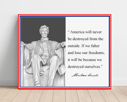 Classic Quotes Poster - Abraham Lincoln - Destroyed from within